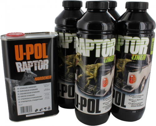Raptor 2K Urethane-Beschichtung Schwarz 4x1,00 L Dose Set
